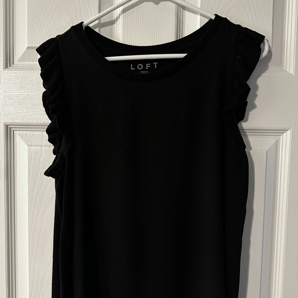 Loft Black Mixed-Media Blouse, Size S